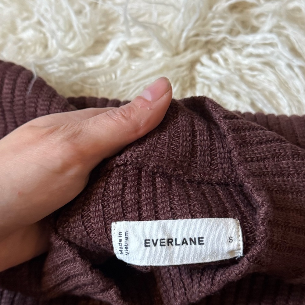 Everlane Women’s Ribbed Mock Neck Sweater Brown - Picture 4 of 6